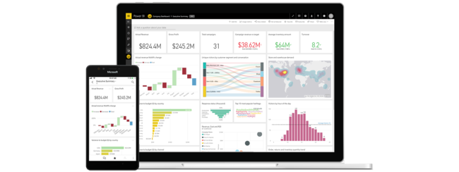Power BI on laptop and phone