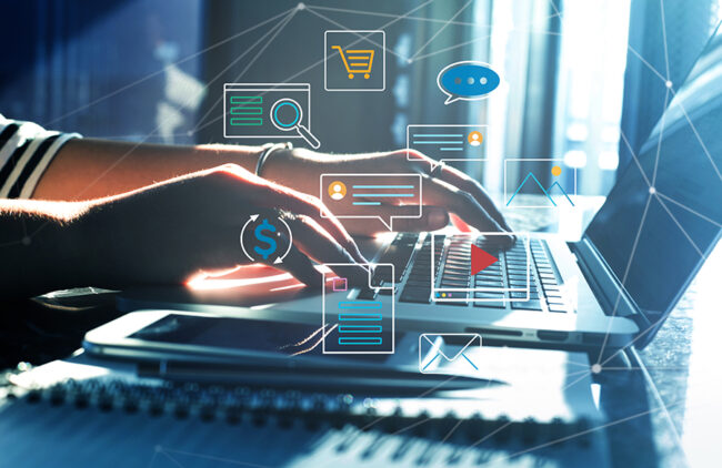 Go digital and online concepts.new trend with social network.dis