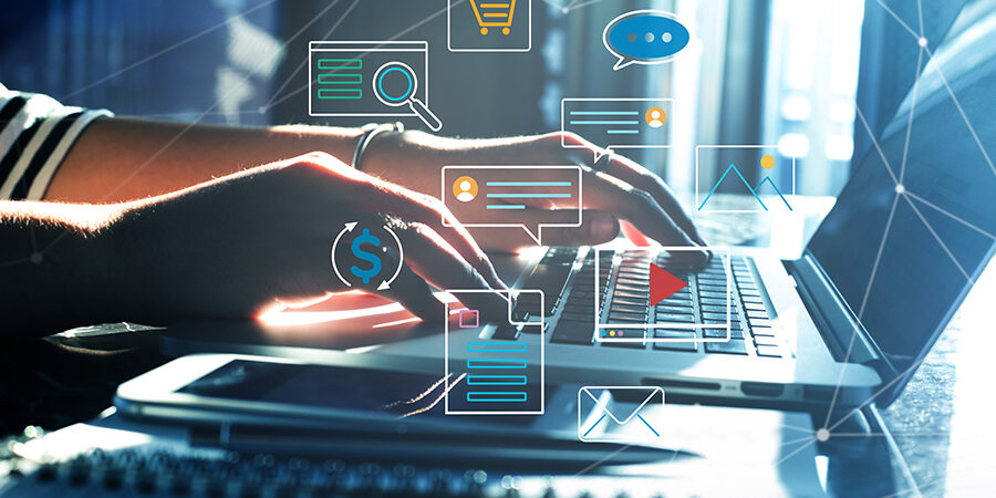 Go digital and online concepts.new trend with social network.dis